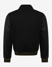 Load image into Gallery viewer, Black Teddy Jacket with Leather Sleeves