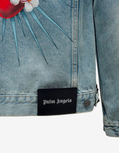 Load image into Gallery viewer, Blue Sacred Heart Print Denim Jacket -
