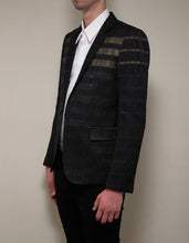 Load image into Gallery viewer, Black Glitter Stripe Wool-Blend Blazer

