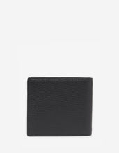 Load image into Gallery viewer, Black Grain Leather Billfold Wallet with Tonal Logo -
