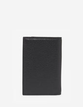 Load image into Gallery viewer, Black Grain Leather Card Wallet with Tonal Logo -
