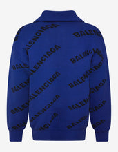 Load image into Gallery viewer, Blue Jacquard Logo Turtleneck Sweater
